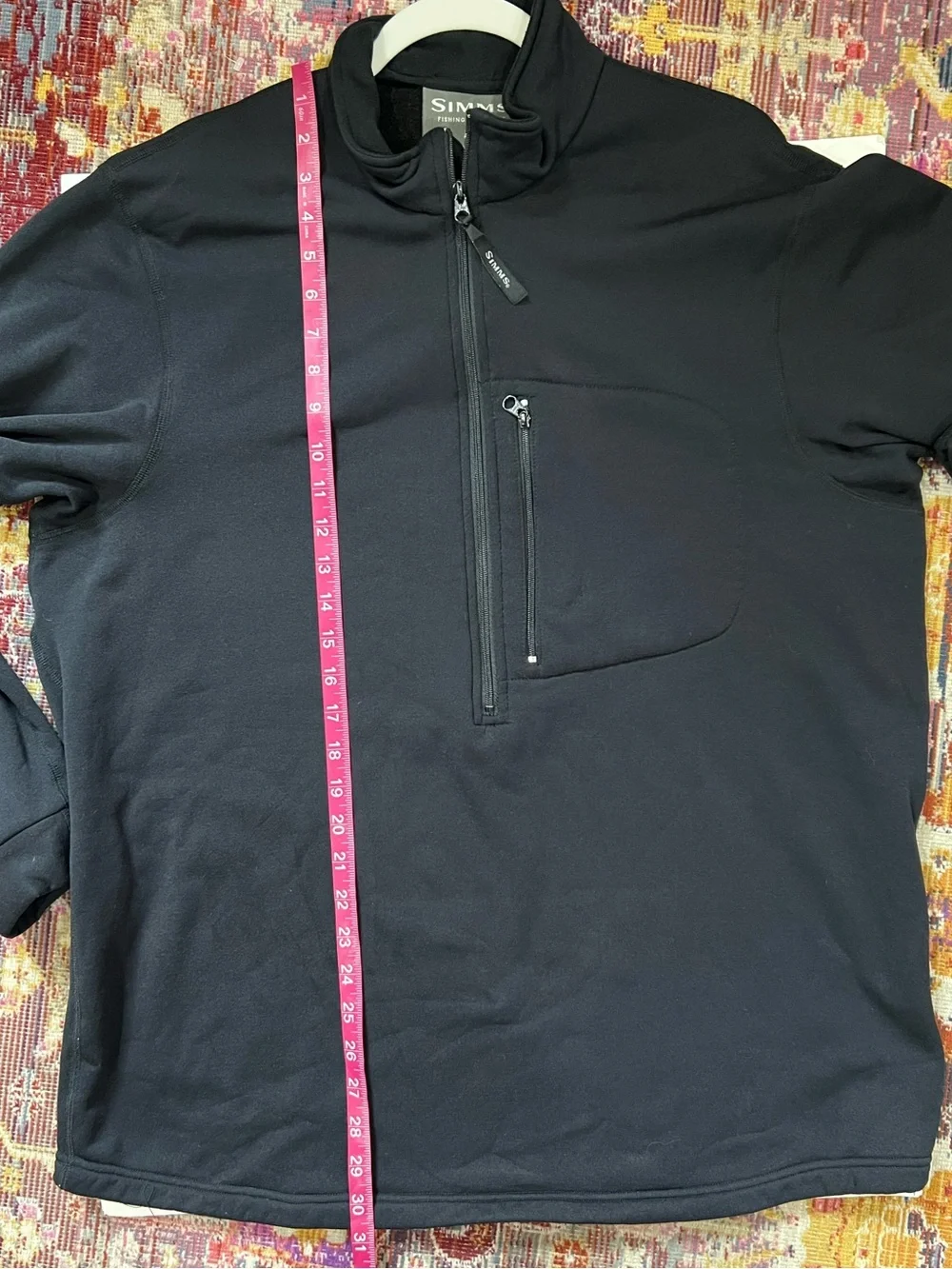 Simms Fishing Black Half-Zip Chest Pocket Pullover